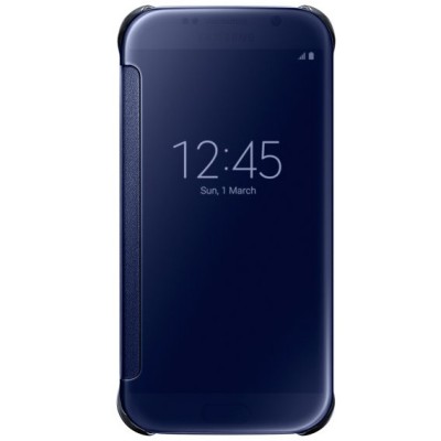 Samsung Galaxy S6 (G920) originalus Clear View Cover atverčiamas mėlynas dėklas / Priedai.lt