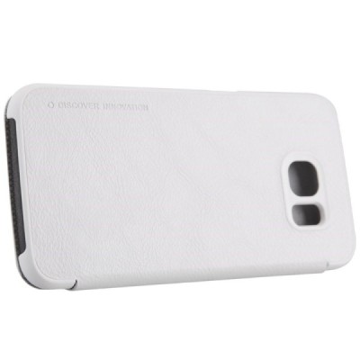 Prabangus „Nillkin“ Qin serijos baltas odinis atverčiamas Samsung Galaxy S6 (G920) dėklas / Priedai.lt