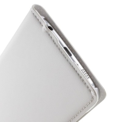 Samsung Galaxy S6 (G920) baltas odinis atverčiamas dėklas su langeliu / Priedai.lt