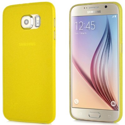 Samsung Galaxy S6 G920 ploniausias pasaulyje plastikinis skaidrus geltonas dėklas - nugarėlė / Priedai.lt