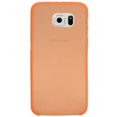 Samsung Galaxy S6 G920 ploniausias pasaulyje plastikinis skaidrus oranžinis dėklas - nugarėlė / Priedai.lt