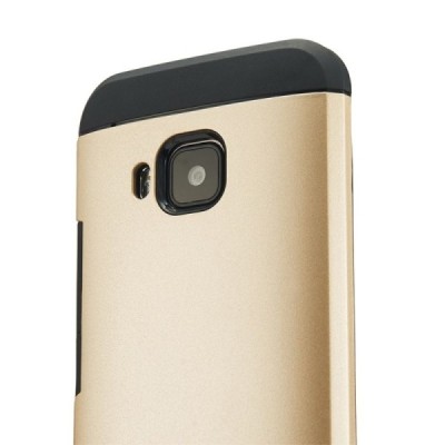 Sustiprintos apsaugos HTC One M9 auksinis kieto silikono (TPU) ir plastiko dėklas / Priedai.lt
