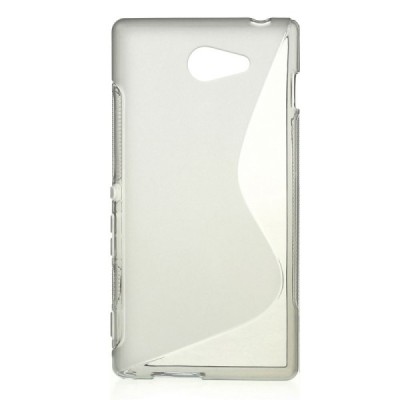 Sony Xperia M2 Aqua pilkas kieto silikono TPU skaidrus (permatomas) dėklas - nugarėlė / Priedai.lt