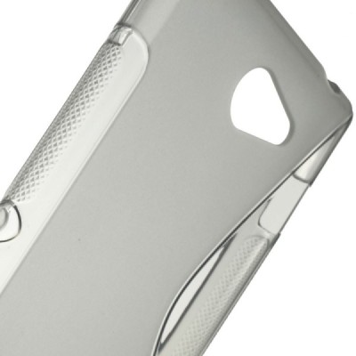 Sony Xperia M2 Aqua pilkas kieto silikono TPU skaidrus (permatomas) dėklas - nugarėlė / Priedai.lt