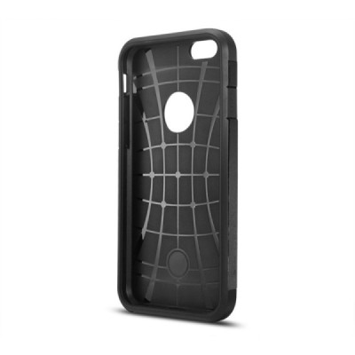 Sustiprintos apsaugos Apple iPhone 6 (6s) juodas kieto silikono (TPU) ir plastiko dėklas / Priedai.lt