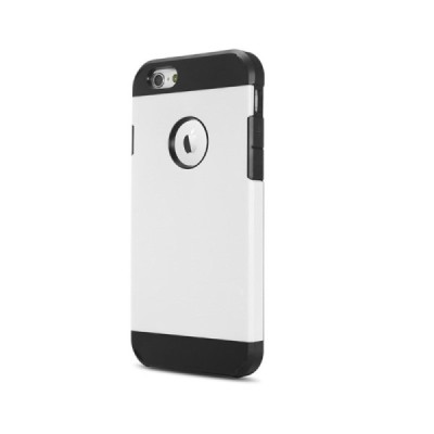 Sustiprintos apsaugos Apple iPhone 6 (6s) baltas kieto silikono (TPU) ir plastiko dėklas / Priedai.lt