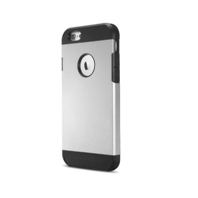 Sustiprintos apsaugos Apple iPhone 6 (6s) sidabrinis kieto silikono (TPU) ir plastiko dėklas / Priedai.lt