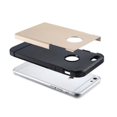 Sustiprintos apsaugos Apple iPhone 6 (6s) sidabrinis kieto silikono (TPU) ir plastiko dėklas / Priedai.lt