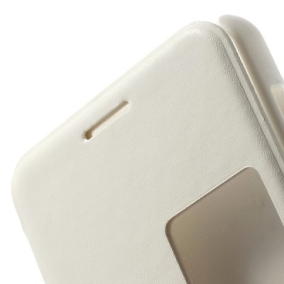 Huawei Honor 6 baltas odinis atverčiamas „Smart Window“ dėklas su langeliu / Priedai.lt