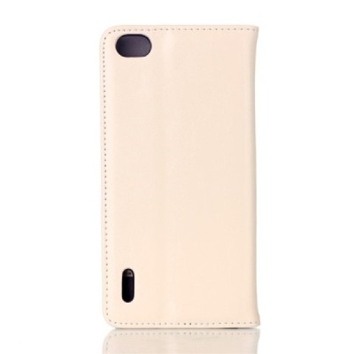 Huawei Honor 6 solidus atverčiamas smėlio spalvos odinis dėklas - knygutė / Priedai.lt