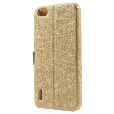 Huawei Honor 6 auksinis odinis atverčiamas TakeFans Charm dėklas / Priedai.lt