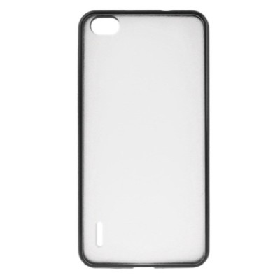 Skaidrus/juodas su kieto silikono rėmu plastikinis Huawei Honor 6 dėklas (dėkliukas) / Priedai.lt