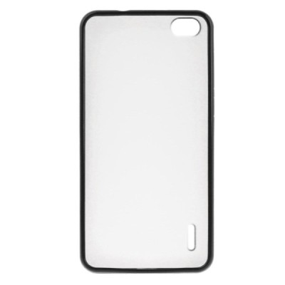 Skaidrus/juodas su kieto silikono rėmu plastikinis Huawei Honor 6 dėklas (dėkliukas) / Priedai.lt