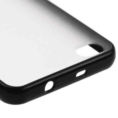 Skaidrus/juodas su kieto silikono rėmu plastikinis Huawei Honor 6 dėklas (dėkliukas) / Priedai.lt
