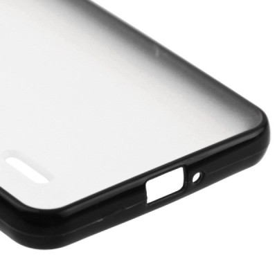 Skaidrus/juodas su kieto silikono rėmu plastikinis Huawei Honor 6 dėklas (dėkliukas) / Priedai.lt