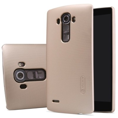 LG G4 (H815) Nillkin Frosted Shield auksinis plastikinis dėklas + apsauginė ekrano plėvelė / Priedai.lt