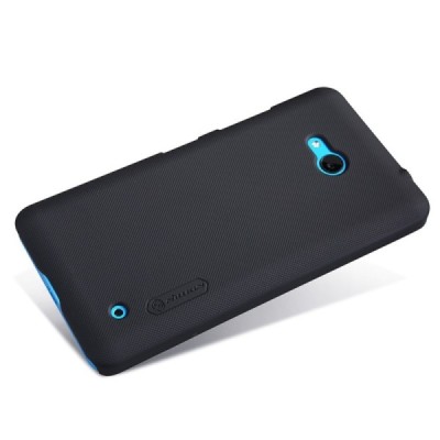 Microsoft Lumia 640 Nillkin Frosted Shield juodas plastikinis dėklas + apsauginė ekrano plėvelė / Priedai.lt