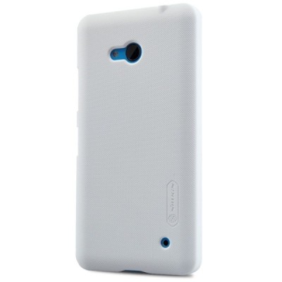 Microsoft Lumia 640 Nillkin Frosted Shield baltas plastikinis dėklas + apsauginė ekrano plėvelė / Priedai.lt