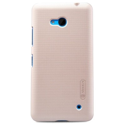 Microsoft Lumia 640 Nillkin Frosted Shield auksinis plastikinis dėklas + apsauginė ekrano plėvelė / Priedai.lt