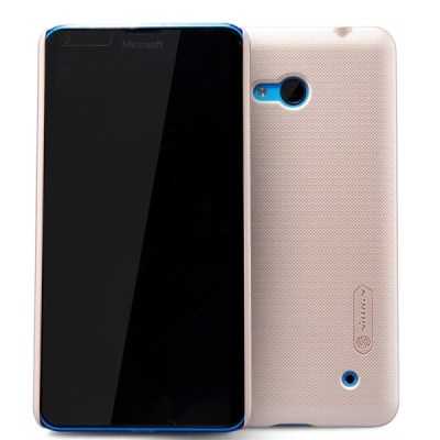 Microsoft Lumia 640 Nillkin Frosted Shield auksinis plastikinis dėklas + apsauginė ekrano plėvelė / Priedai.lt