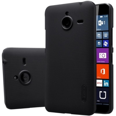 Microsoft Lumia 640 XL Nillkin Frosted Shield juodas plastikinis dėklas + apsauginė ekrano plėvelė / Priedai.lt