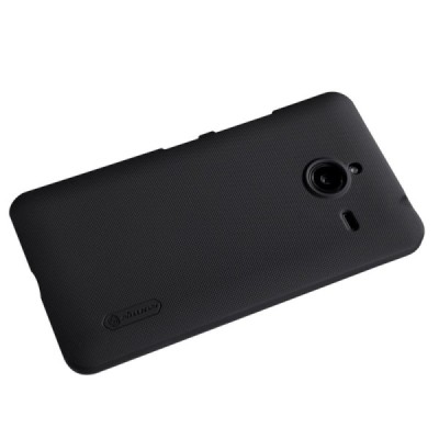 Microsoft Lumia 640 XL Nillkin Frosted Shield juodas plastikinis dėklas + apsauginė ekrano plėvelė / Priedai.lt
