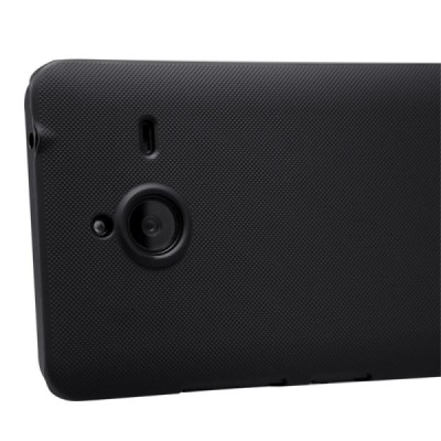 Microsoft Lumia 640 XL Nillkin Frosted Shield juodas plastikinis dėklas + apsauginė ekrano plėvelė / Priedai.lt