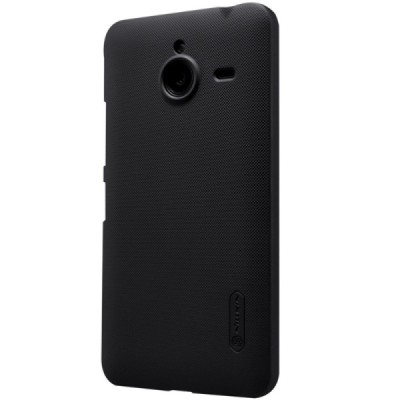 Microsoft Lumia 640 XL Nillkin Frosted Shield juodas plastikinis dėklas + apsauginė ekrano plėvelė / Priedai.lt