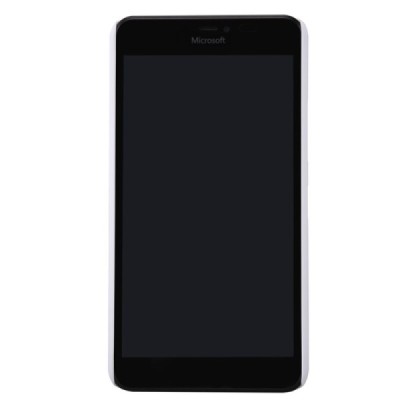 Microsoft Lumia 640 XL Nillkin Frosted Shield baltas plastikinis dėklas + apsauginė ekrano plėvelė / Priedai.lt