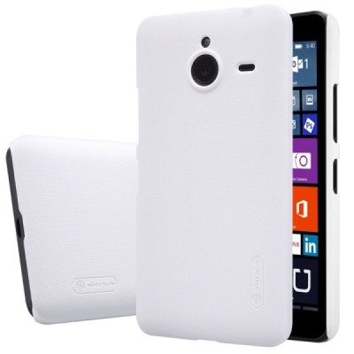 Microsoft Lumia 640 XL Nillkin Frosted Shield baltas plastikinis dėklas + apsauginė ekrano plėvelė / Priedai.lt