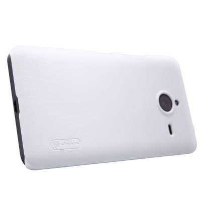 Microsoft Lumia 640 XL Nillkin Frosted Shield baltas plastikinis dėklas + apsauginė ekrano plėvelė / Priedai.lt