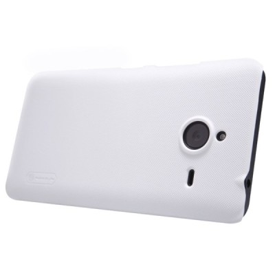 Microsoft Lumia 640 XL Nillkin Frosted Shield baltas plastikinis dėklas + apsauginė ekrano plėvelė / Priedai.lt