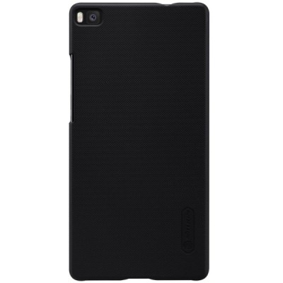 Huawei P8 Nillkin Frosted Shield juodas plastikinis dėklas + apsauginė ekrano plėvelė / Priedai.lt