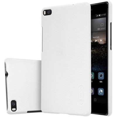 Huawei P8 Nillkin Frosted Shield baltas plastikinis dėklas + apsauginė ekrano plėvelė / Priedai.lt