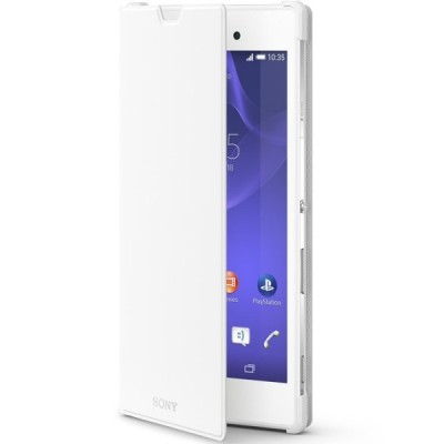 Oficialius Sony Xperia T3 Style Cover Stand baltas atverčiamas dėklas SCR16 / Priedai.lt