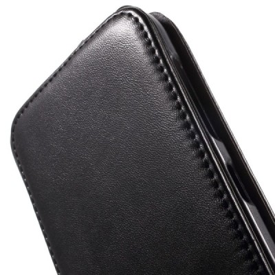 HTC Desire 620 klasikinis vertikaliai atverčiamas juodas odinis dėklas / Priedai.lt