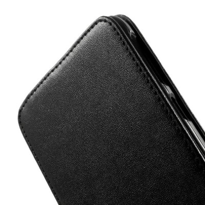 HTC Desire 820 klasikinis vertikaliai atverčiamas juodas odinis dėklas / Priedai.lt