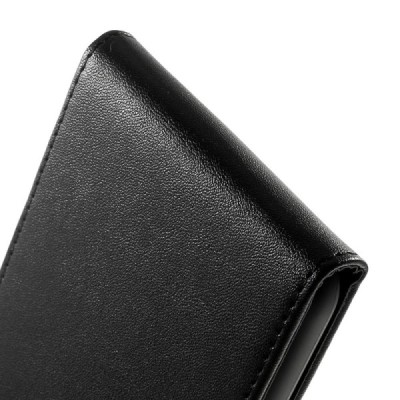 HTC Desire 820 klasikinis vertikaliai atverčiamas juodas odinis dėklas / Priedai.lt