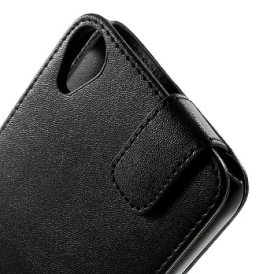 HTC Desire 820 klasikinis vertikaliai atverčiamas juodas odinis dėklas / Priedai.lt