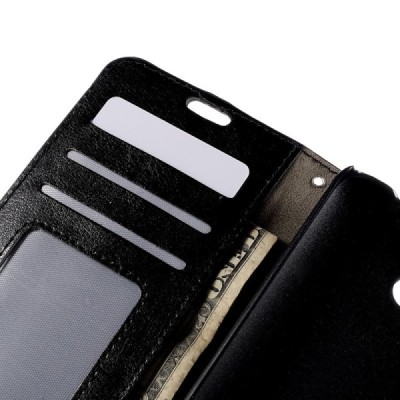 Microsoft Lumia 640 atverčiamas juodas odinis dėklas - piniginė / Priedai.lt