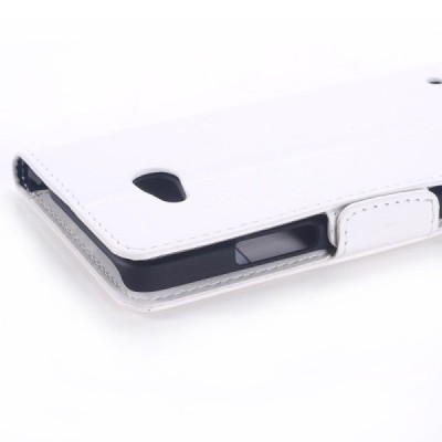 Microsoft Lumia 640 atverčiamas baltas odinis dėklas - piniginė / Priedai.lt
