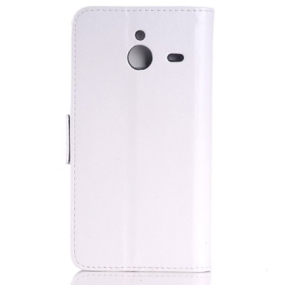 Microsoft Lumia 640 XL atverčiamas baltas odinis dėklas - piniginė / Priedai.lt