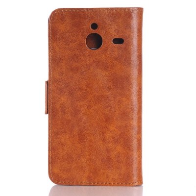 Microsoft Lumia 640 XL atverčiamas rudas odinis dėklas - piniginė / Priedai.lt