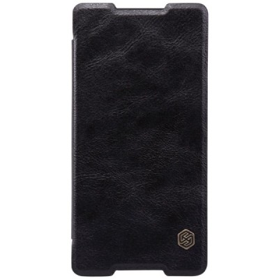 Prabangus „Nillkin“ Qin serijos juodas odinis atverčiamas Sony Xperia Z3+ Plius dėklas / Priedai.lt