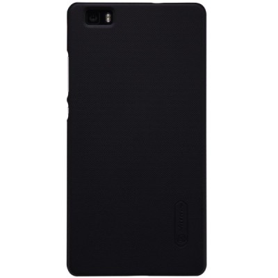 Huawei P8 Lite Nillkin Frosted Shield juodas plastikinis dėklas + apsauginė ekrano plėvelė / Priedai.lt