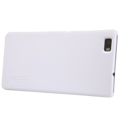 Huawei P8 Lite Nillkin Frosted Shield baltas plastikinis dėklas + apsauginė ekrano plėvelė / Priedai.lt