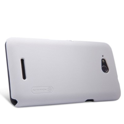 Sony Xperia E4g Nillkin Frosted Shield baltas plastikinis dėklas + apsauginė ekrano plėvelė / Priedai.lt