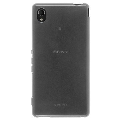 Sony Xperia M4 Aqua skaidrus (permatomas) kieto silikono TPU ploniausias pasaulyje pilkas dėklas / Priedai.lt