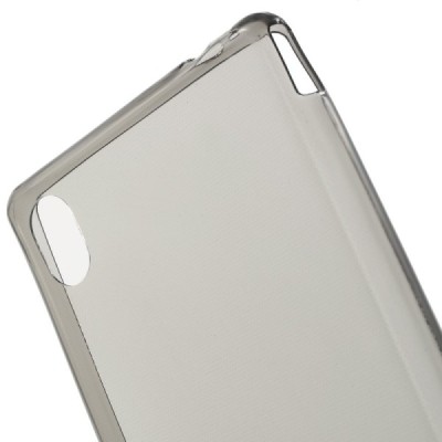 Sony Xperia M4 Aqua skaidrus (permatomas) kieto silikono TPU ploniausias pasaulyje pilkas dėklas / Priedai.lt