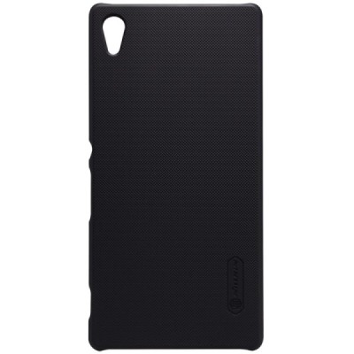 Sony Xperia Z3+ Plius Nillkin Frosted Shield juodas plastikinis dėklas + apsauginė ekrano plėvelė / Priedai.lt